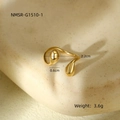 Anello aperto irregolare a goccia in acciaio inossidabile dorato lucido - Anello Aperto Goccia d'Acqua(NMSR-G1510-1) / Oro