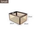 Small vintage rattan storage basket with solid wood frame and side handles, 30x20x16cm - Walnut Color Window Style / Small (30*20*16CM)