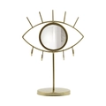 Organizador de joyas dorado en forma de ojo con espejo redondo y varios ganchos - Estilo de Ojo Grande - Dorado