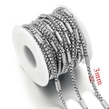 3mm stainless steel square box and tube chain on white spool for DIY jewelry making - Price per Meter / Steel-3mm