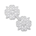 Close-up of silver hollow floral jewelry clasps with cubic zirconia for DIY necklaces - VK260 White Gold Lotus Clasp