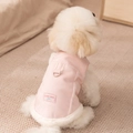 Pink quilted dog vest in faux suede with plush fleece lining and LUCKY DOG patch - Pink Suede - Extra Thick / S (Recommended weight 1.5-2.5kg)