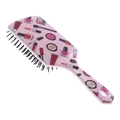 Pink large paddle hair brush with floral cosmetic pattern and soft air cushion base - Makeup Tools - Pink Base