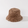 Dettaglio del cappello pescatore marrone in lana d'agnello con calda trama di peluche - M(56-58cm) / Marrone Scuro