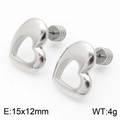 Boucles d'oreilles cœur évidé en argent brillant avec fermoir à vis sécurisé - Argent (KE110653-Z)