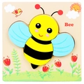 3D wooden bee puzzle for kids with colorful pieces and nature-themed board - 3D Jigsaw-Bee (JM立体-蜜蜂)