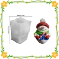 3D-Schneemann-Silikonform mit rotem Hut und grünem Schal für DIY-Duftkerzen - Schneemann mit Zuckerstange