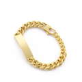 Elegant gold-tone stainless steel Cuban chain bracelet with smooth blank ID plate - Gold (KB148617-KLHQ)