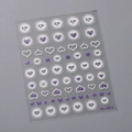 Stickers ongles 3D violets et blancs motifs cœurs et papillons nacrés, M-491 - Style de Coeur Papillon Violet Blanc (M491)