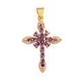 Ciondolo a croce dorato con pietre viola e micro-pave di zirconi per bigiotteria - Lavanda-M41C2940