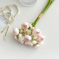 Pink and white artificial rose bouquet tied with light brown ribbon for wedding decor - Champagne