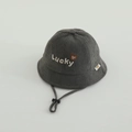 Détails du chapeau bob en velours côtelé gris foncé pour bébé avec broderie ours et lacet - 48-50cm (1-2 ans) / Style Tête d'Ours Lucky / Vert Militaire