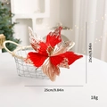 Red and champagne gold poinsettia flower with sequins, 25cm artificial Christmas decor - 3 Gold 5 Red Mixed / Red and Gold