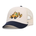 Dettaglio del ricamo escavatore su cappellino bimbo con rete traspirante e visiera - 52CM (2-6 Anni) / Rete Beige + Tesa Blu Notte