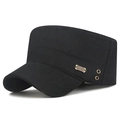 Casquette cadet noire à visière courbée avec plaque en métal Sports pour homme - Réglable / Noir