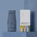 Miniature fog blue six-fold pocket umbrella with UV protection and compact alloy frame - Flat Six-fold Haze Blue Color Box Packaging