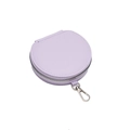 Minimalist light purple leather round coin purse with silver lobster clasp and zip - Mini Round Purse / Purple