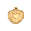 Golden embossed heart pendant with scalloped edges for DIY jewelry and necklaces - Gold