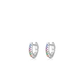 Orecchini a cerchio in argento S925 con pavé di zirconi colorati effetto arcobaleno - Argento con pietre colorate