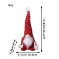 Rudolph Christmas Gnome plush in red knitted hat with star patterns and dimensions - Red