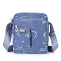 Blue nylon crossbody bag with colorful graffiti print and multiple zipper pockets - H101 Graffiti Letters Style / Blue