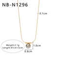 Collier en acier doré avec pendentif cœur, perle grise et dimensions détaillées - Style Perle Grise (NB-N1296)