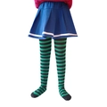 Kids Halloween tights with bold black and green stripes for costume dressing - 6-8 Years / Green Black Stripes