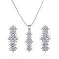 Elegantes silbernes Schmuckset mit Strass-Blumen-Halsketten und Ohrringen - Silbernes Pave Stern (9516)