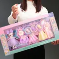 Princess doll gift set with purple sequin dress and four lace gowns for girls - 49cm Large Box 4-Piece Clothes Dress-up Doll
