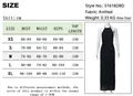 Detailed size guide table for backless pleated maxi dress with knitted fabric specifications - XS / White