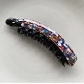 Large banana hair clip with colorful tortoiseshell pattern and secure grip - Large Purple Multicolor
