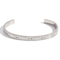 Bracciale rigido aperto in acciaio argento con pietre di zircone e motivi geometrici fini - Stile a Motivo Geometrico 2 - Tono Argento