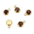 Golden stainless steel birthstone charm with dark red crystal for DIY jewelry making - Gold Color-F (Brownish Red)