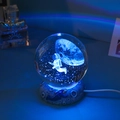 Astronaut and moon 3D laser engraved crystal ball night light with blue LED glow - Astronaut-6cm Ball