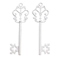 Macro detail of silver vintage hollow crown key charms for DIY jewelry making - Bright Silver