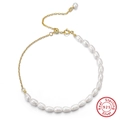 Baroque freshwater pearl bracelet with S925 sterling silver chain and adjustable clasp - Gold Adjustable Slider (GPB16-14K)