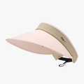 Pink wide brim UV protection sun hat with woven strap and adjustable cord for women - Pink