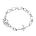 Bracciale lifeline argento retrò con chiusura a moschettone OT e maglie testurizzate - Color Acciaio