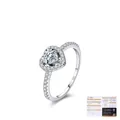 Bague en argent S925 avec moissanite en forme de cœur et son certificat GRA - Bague / Taille US 5 (49 mm)