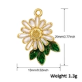 Vue détaillée du pendentif marguerite en émail avec les dimensions et informations de poids - A0294-Marguerite Simple avec Feuille Verte