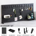 DIY black pegboard desk organizer kit with shelves, hooks and stand for wall storage - Black Clamp Set 3 / Black