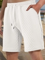 Herren Retro-Waffelstrick-Shorts in Weiß mit elastischem Kordelzug am Strand - S / Weiß