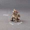 Miniature brass lion statue home decor ornament with antique bronze finish 30mm height - Long-eared Lion (Right Foot on Ball)