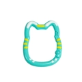 Teal cat-shaped spring ring clasp with yellow and white stripes for DIY keychains - Dark Emerald