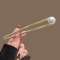 Épingle à cheveux en U dorée élégante avec perle blanche pour coiffures classiques - Épingle à cheveux double avec perle unique - Doré