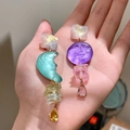 2505209 Purple Sun And Blue Moon Asymmetrical Teardrop Earrings (s925 Silver Needle)