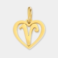 Pendentif cœur en acier inoxydable doré avec la lettre V pour création de bijoux - Lettre V