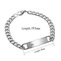 Silbernes Edelstahl-Armband mit flacher rechteckiger Platte für individuelle Gravur - Silberne Panzerkette Bar (JZB02-01)