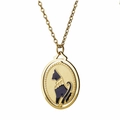 Collana con ciondolo ovale gatto nero egiziano vintage in finitura oro per donne - Oro