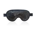 Black plush cooling gel bead eye mask with elastic strap for sleep and therapy - Black